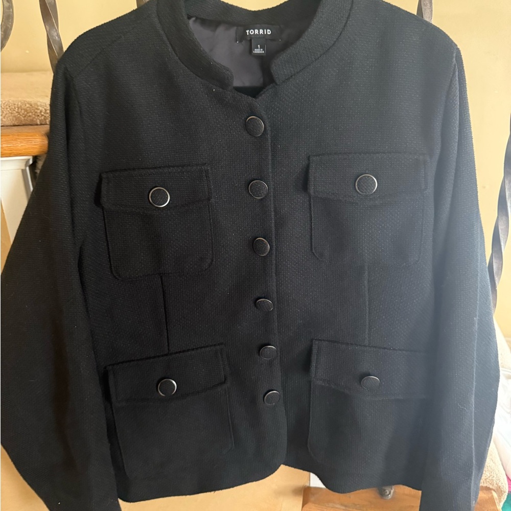 Torrid Black Button-Up Blazer